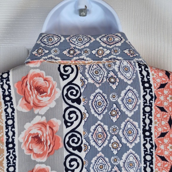 Vintage‎ button down shirt floral pink black Notations womens 8 - Picture 9 of 10